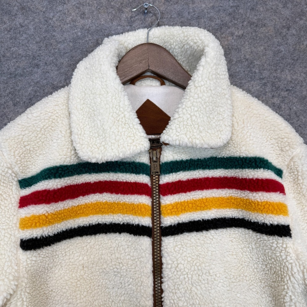 Pendleton Glacier Sunset Jacket Womens Medium Sherpa Pile Fleece Colorful Cream - Picture 3 of 15